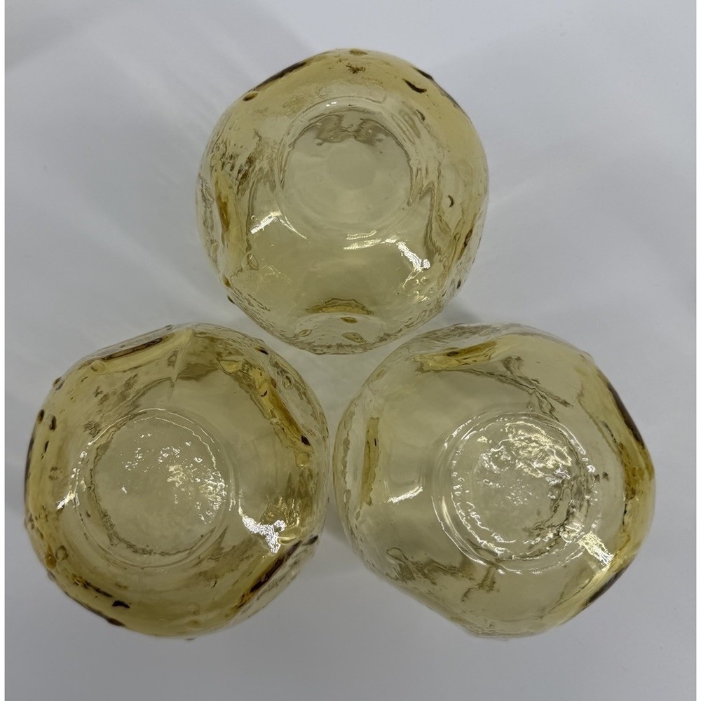 VNTG MCM Amber Bubble Glass Tumblers Set Of 11 Hand Blown Seed Glass Drinkware - Picture 10 of 10